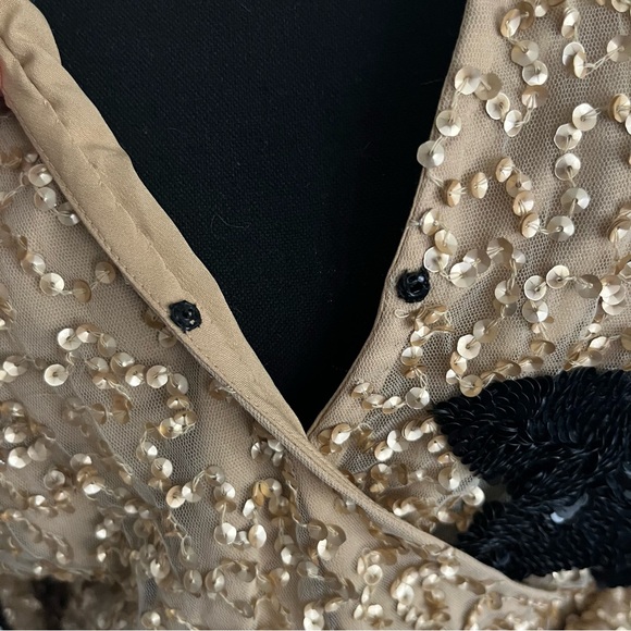 Show Me Your Mumu Gold Sequin Wear Me Out Mini Dress in Black Star Sequins NWT - Picture 4 of 6